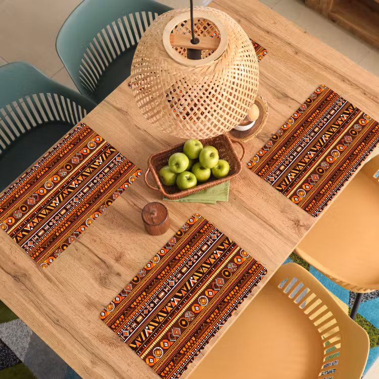 Tischset - 6 Stück - Orange – Ethnisch – Tribal – Geometrisch – Muster — 5