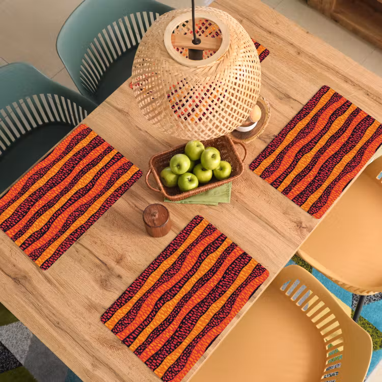 Tischset - 6 Stück - Orange – Rosa – Ausdrucksstark – Muster — 5