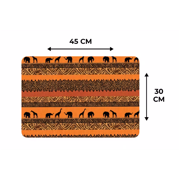 Tischset - 6 Stück - Orange – Safari – Afrikaans – Tiere – Muster — 3