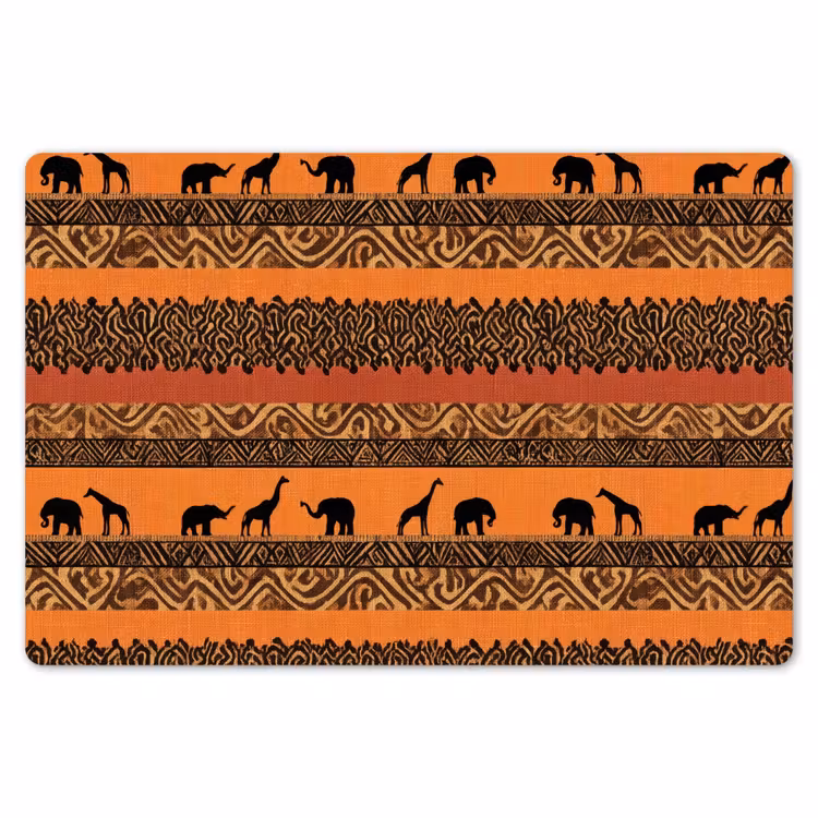 Tischset - 6 Stück - Orange – Safari – Afrikaans – Tiere – Muster — 6