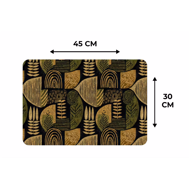 Tischset - 6 Stück - Schwarz – Ockergelb – Botanisch – Textur — 3