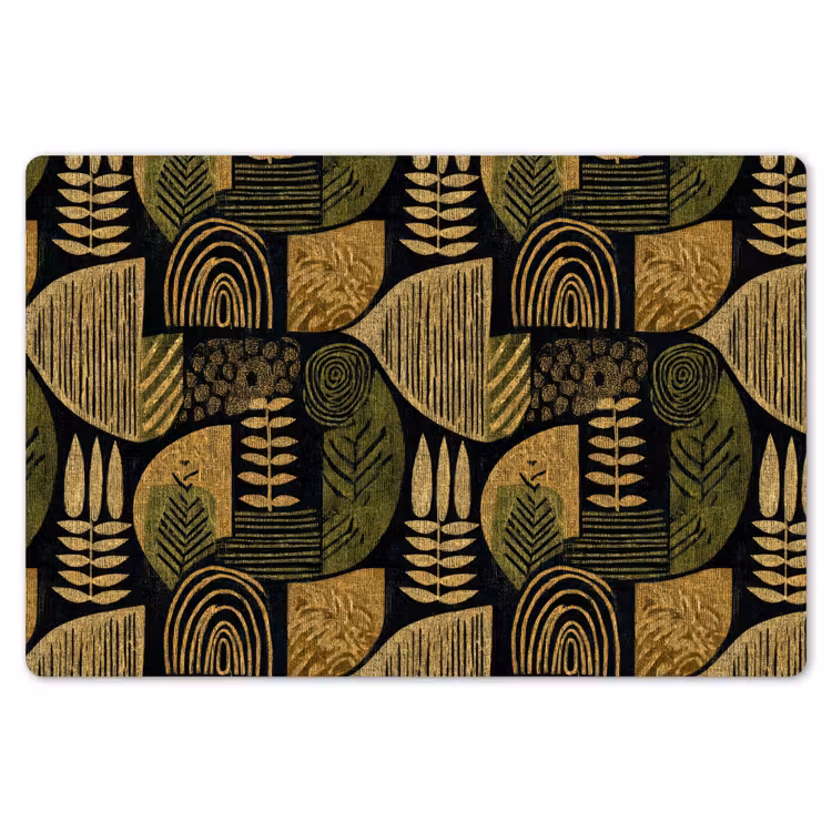 Tischset - 6 Stück - Schwarz – Ockergelb – Botanisch – Textur — 6