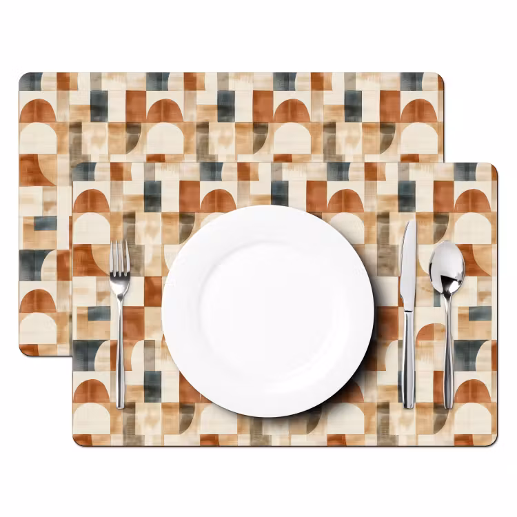 Tischset - 6 Stück - Terrakotta – Geometrisch – Aquarell – Textur — 2