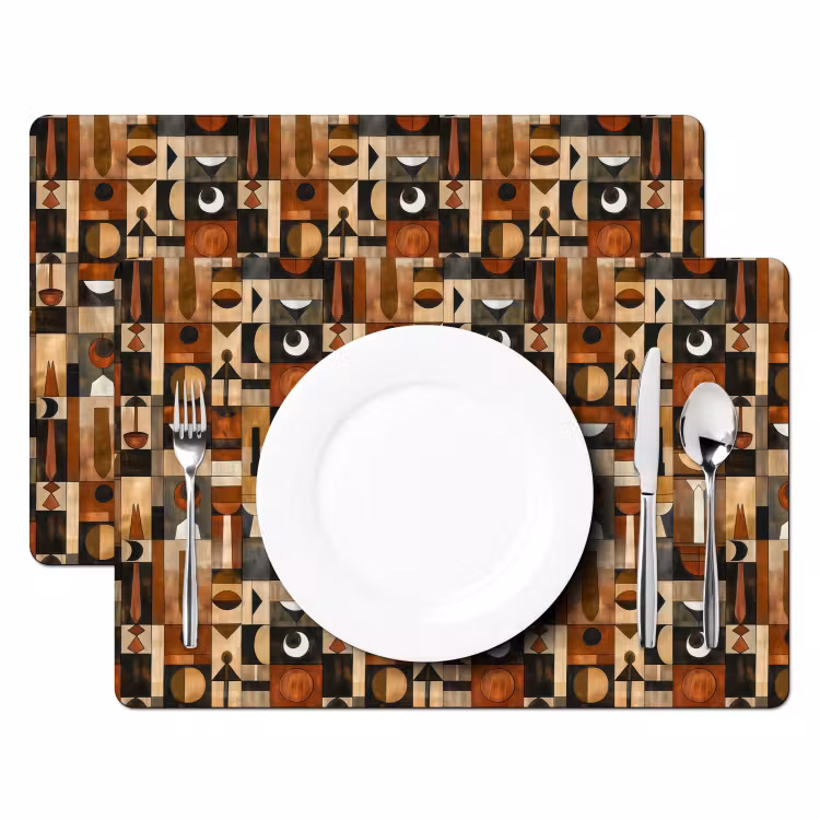 Tischset - 6 Stück - Terrakotta – Geometrisch – Mid-Century – Muster — 2