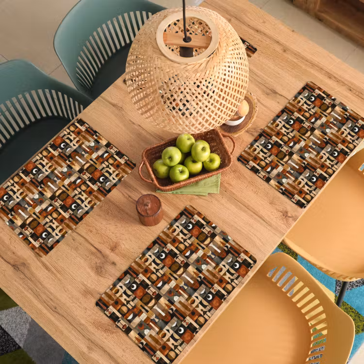 Tischset - 6 Stück - Terrakotta – Geometrisch – Mid-Century – Muster — 5