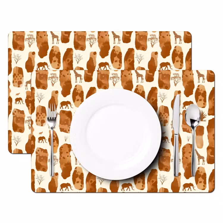Tischset - 6 Stück - Terrakotta – Safari – Tiere – Muster — 2