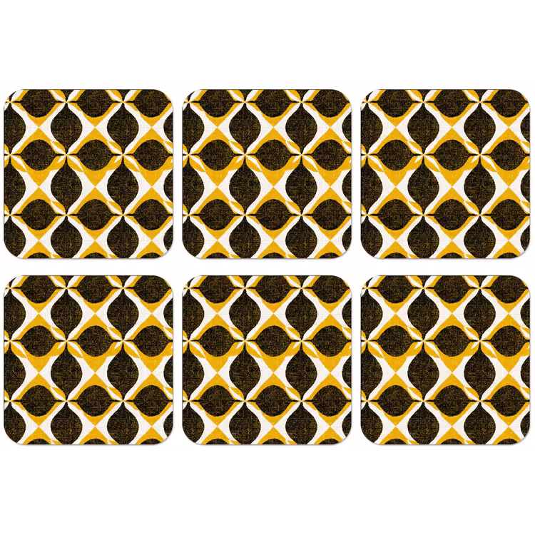 Untersetzer - Gelb – Schwarz – Geometrisch – Retro – Struktur — 1