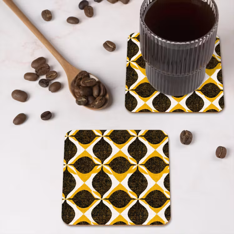 Untersetzer - Gelb – Schwarz – Geometrisch – Retro – Struktur — 4