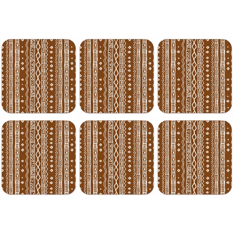Untersetzer - Schokoladenbraun – Ethno – Tribal – Muster — 1