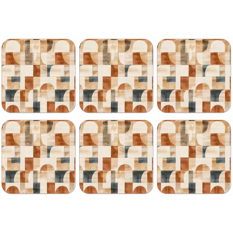 Untersetzer - Terrakotta – Geometrisch – Aquarell – Textur — 1