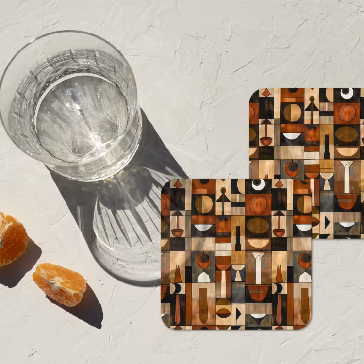 Untersetzer - Terrakotta – Geometrisch – Mid-Century – Muster — 2