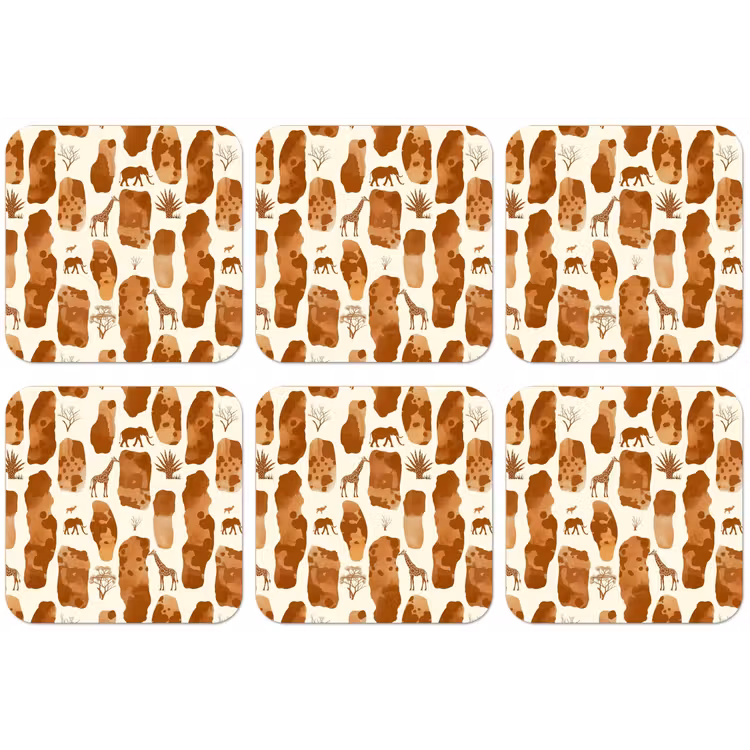 Untersetzer - Terrakotta – Safari – Tiere – Muster — 1