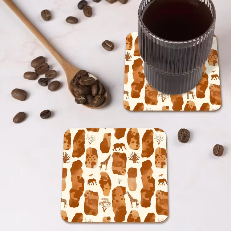 Untersetzer - Terrakotta – Safari – Tiere – Muster — 4