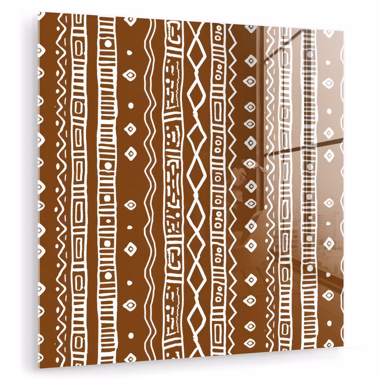 Glasbild - Schokoladenbraun – Ethno – Tribal – Muster — 1