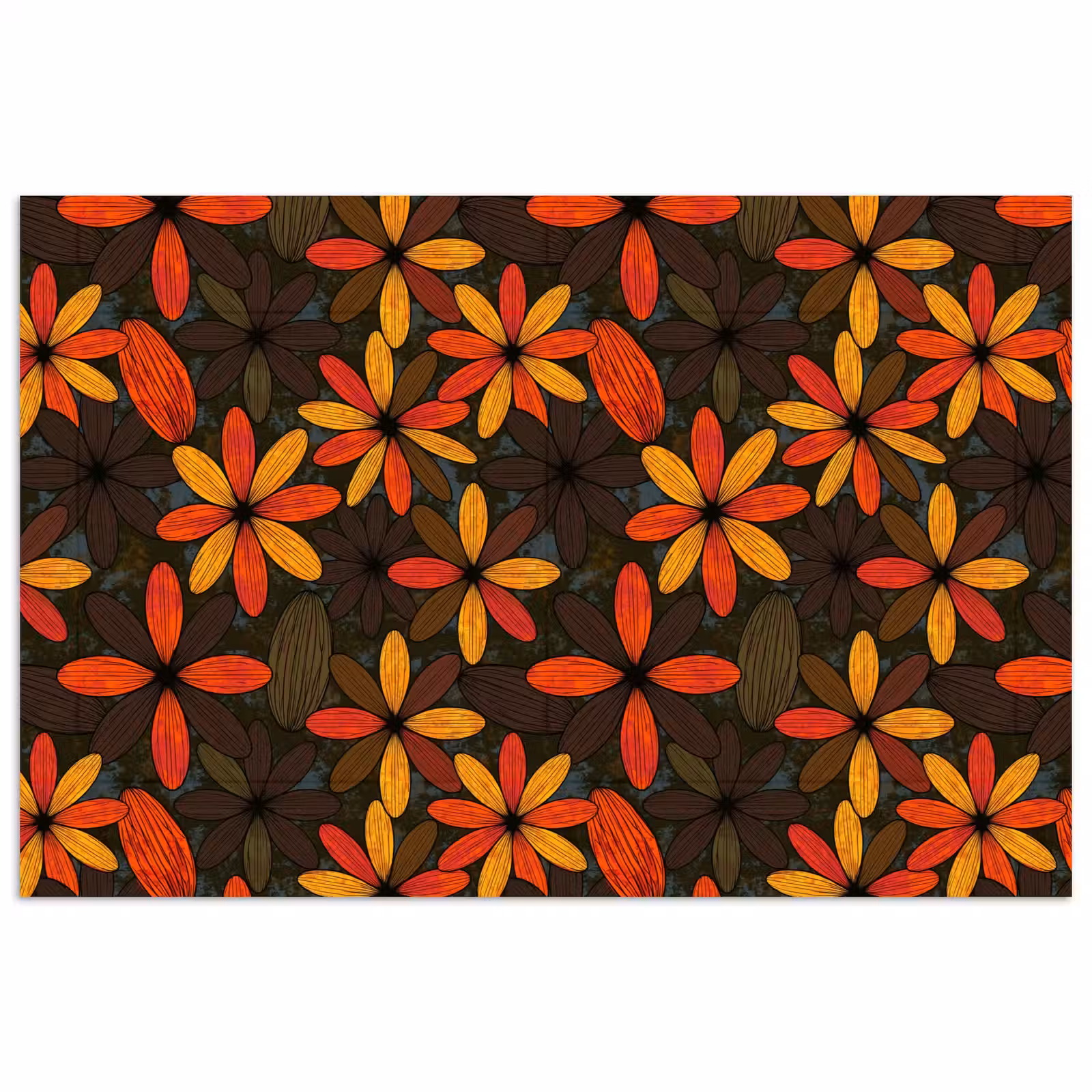 Poster - Orange – Retro – Blumen – Herbst — 1