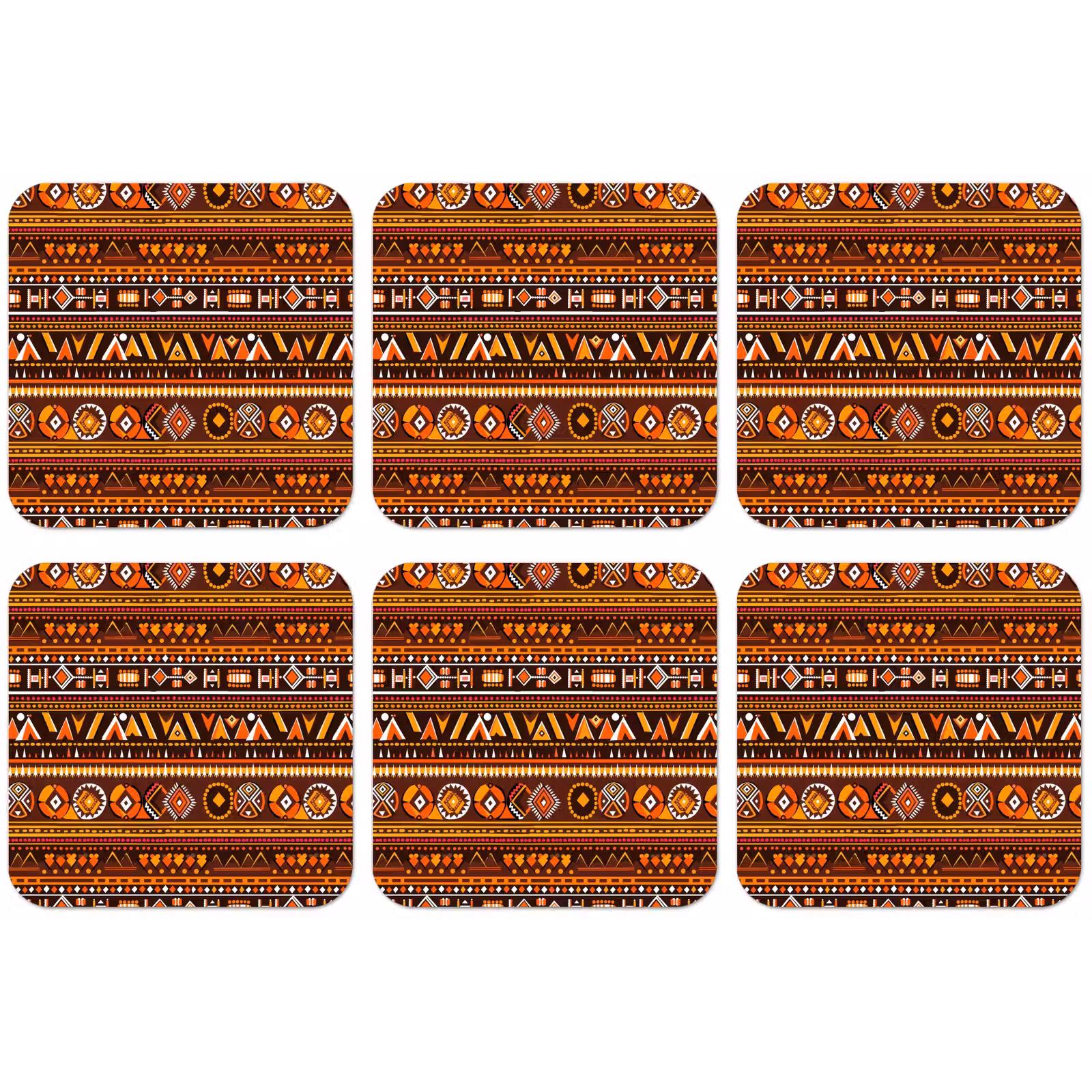 Untersetzer - Orange – Ethnisch – Tribal – Geometrisch – Muster — 1