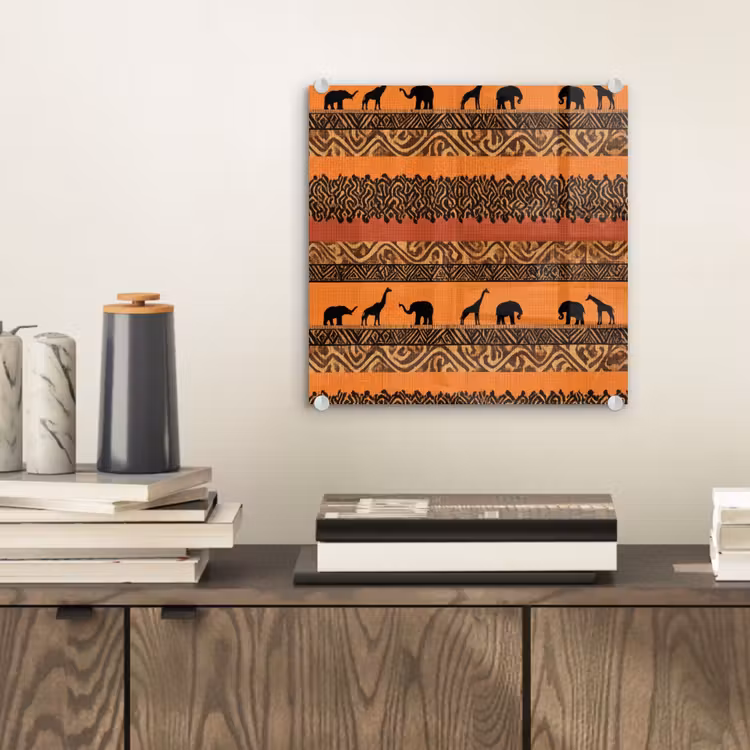 Glasbild - Orange – Safari – Afrikaans – Tiere – Muster — 2