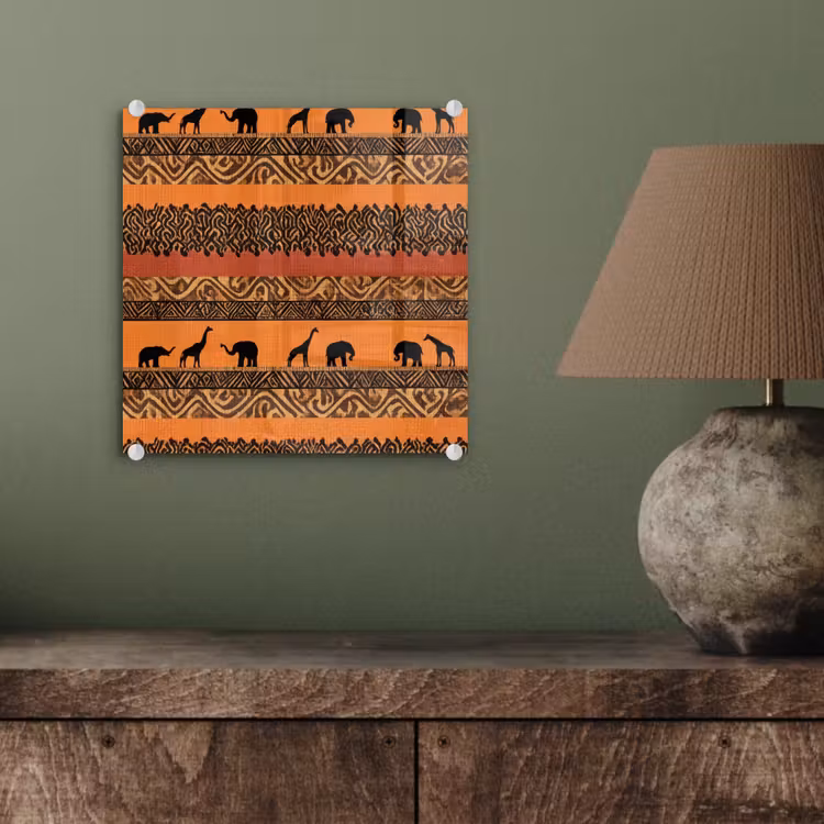 Glasbild - Orange – Safari – Afrikaans – Tiere – Muster — 4