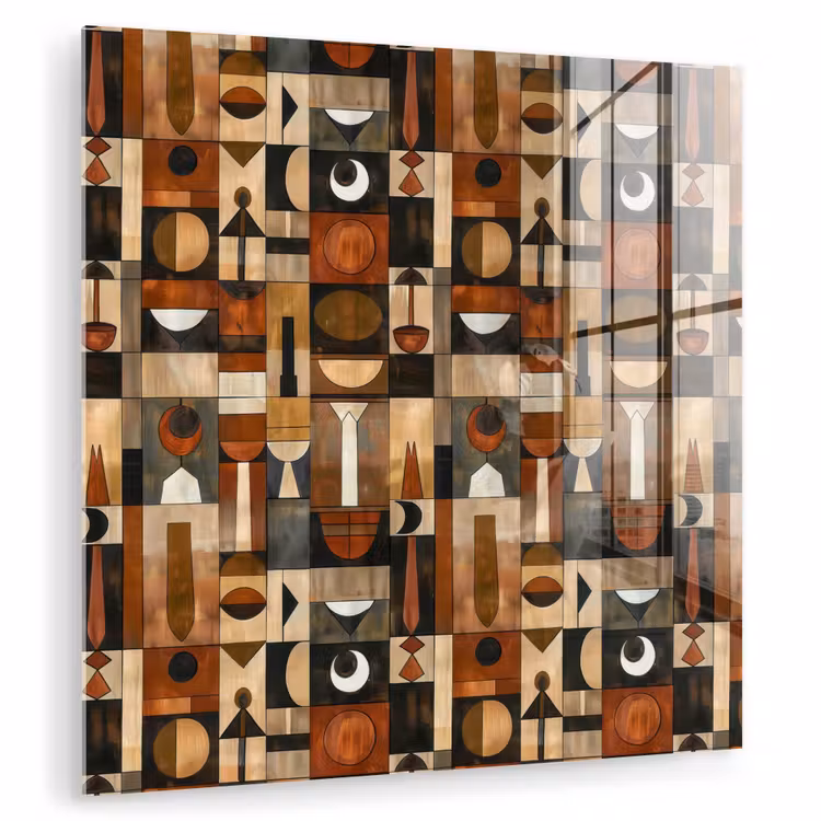 Glasbild - Terrakotta – Geometrisch – Mid-Century – Muster — 1