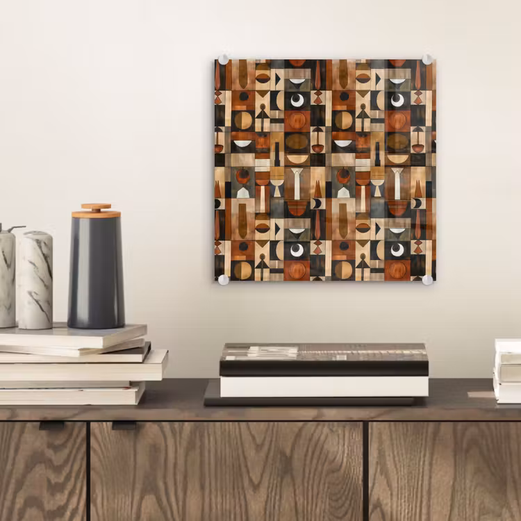 Glasbild - Terrakotta – Geometrisch – Mid-Century – Muster — 2