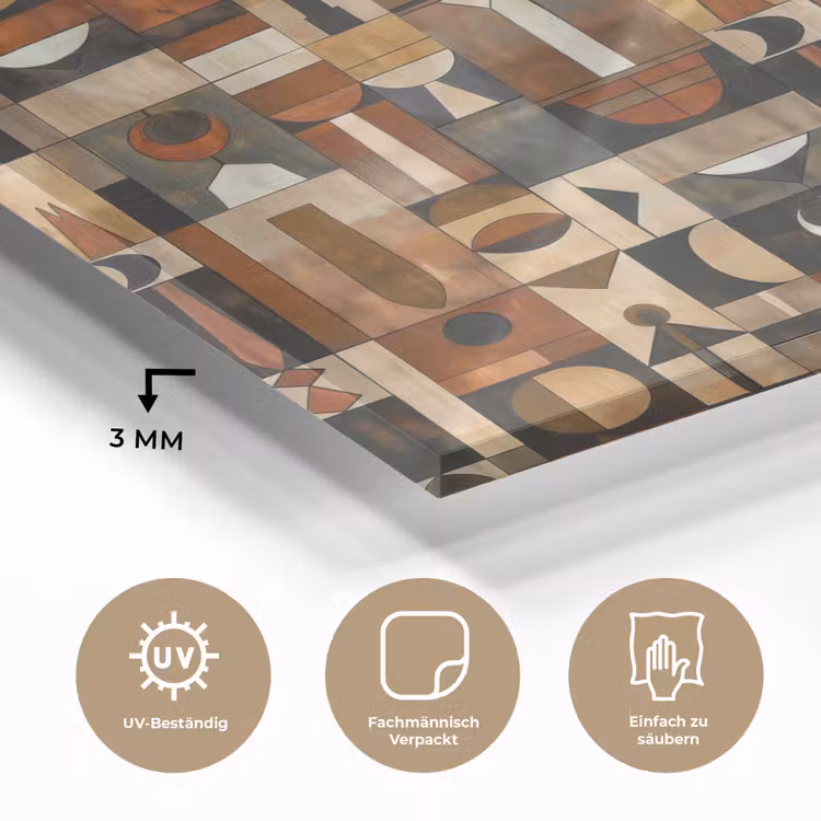 Glasbild - Terrakotta – Geometrisch – Mid-Century – Muster — 3