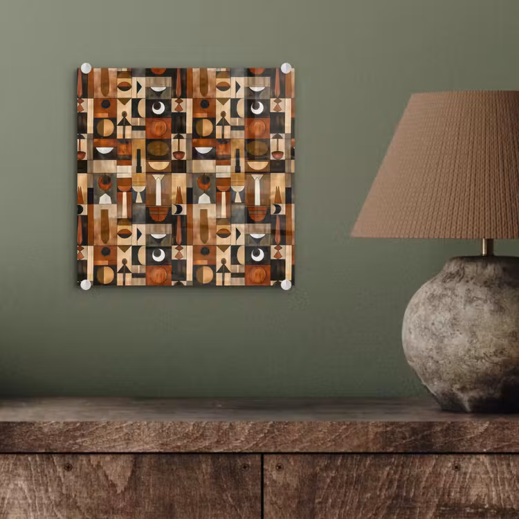 Glasbild - Terrakotta – Geometrisch – Mid-Century – Muster — 4