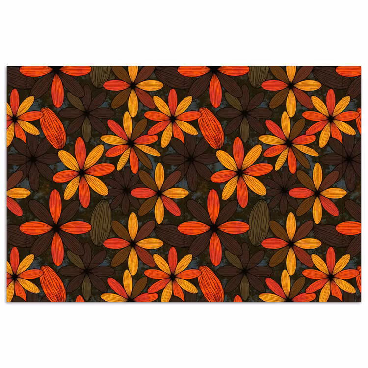 Poster - Orange – Retro – Blumen – Herbst — 1