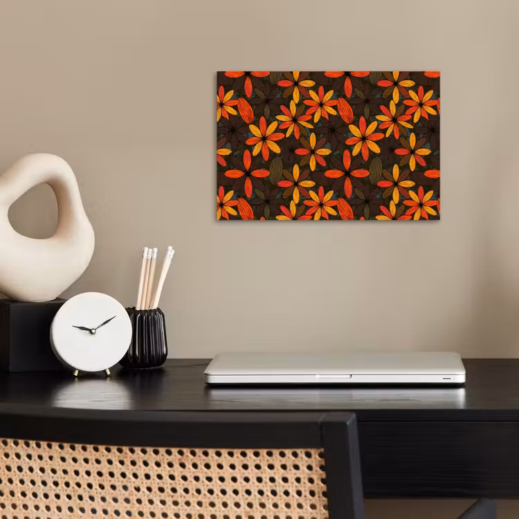 Poster - Orange – Retro – Blumen – Herbst — 2
