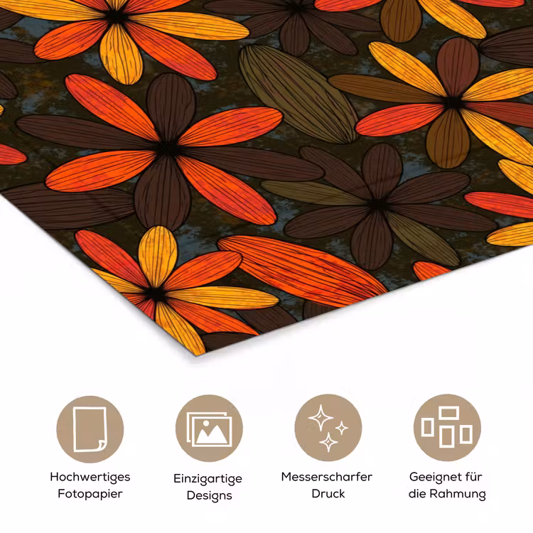Poster - Orange – Retro – Blumen – Herbst — 5