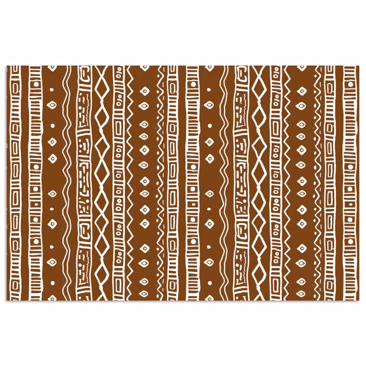 Poster - Schokoladenbraun – Ethno – Tribal – Muster — 1