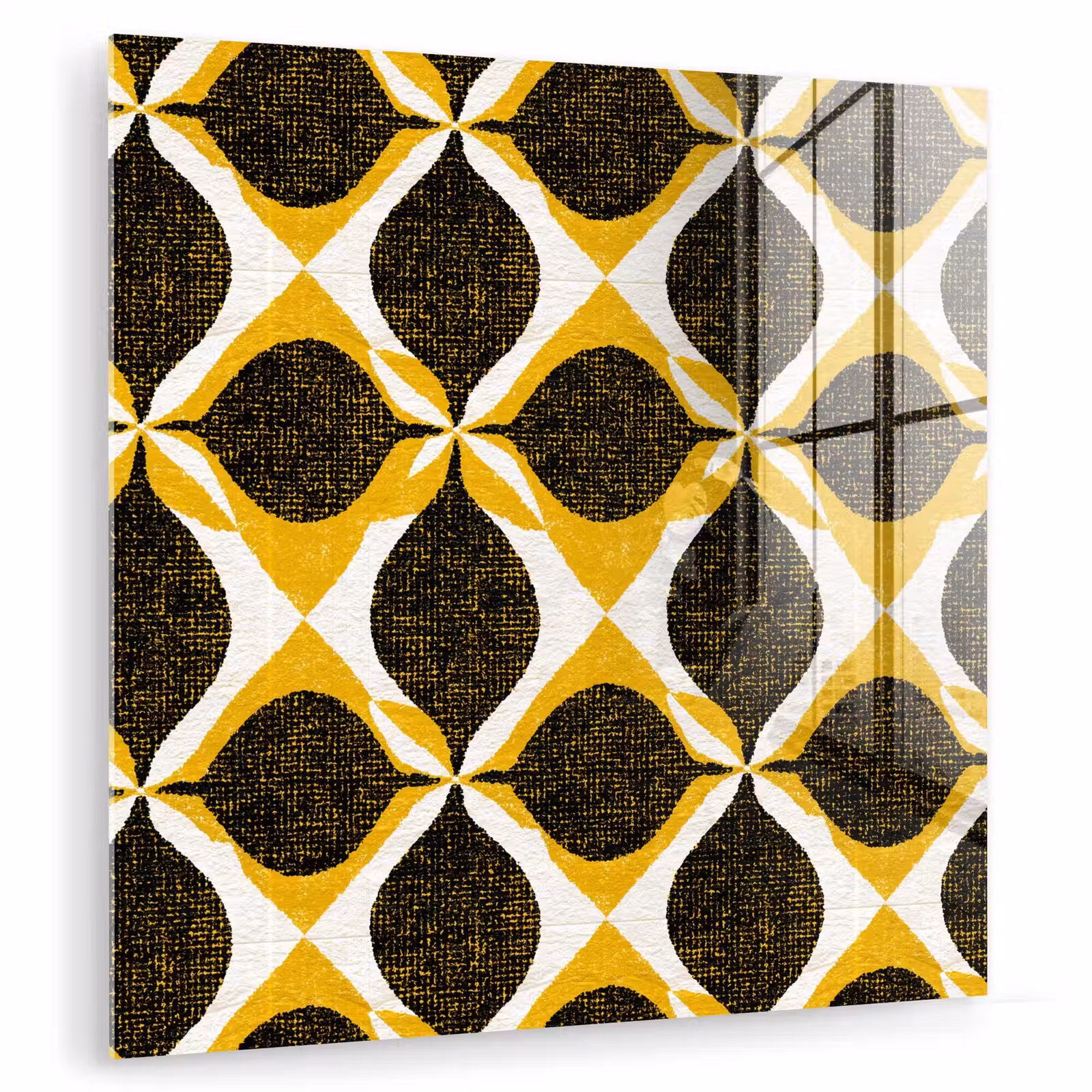 Glasbild - Gelb – Schwarz – Geometrisch – Retro – Struktur — 1