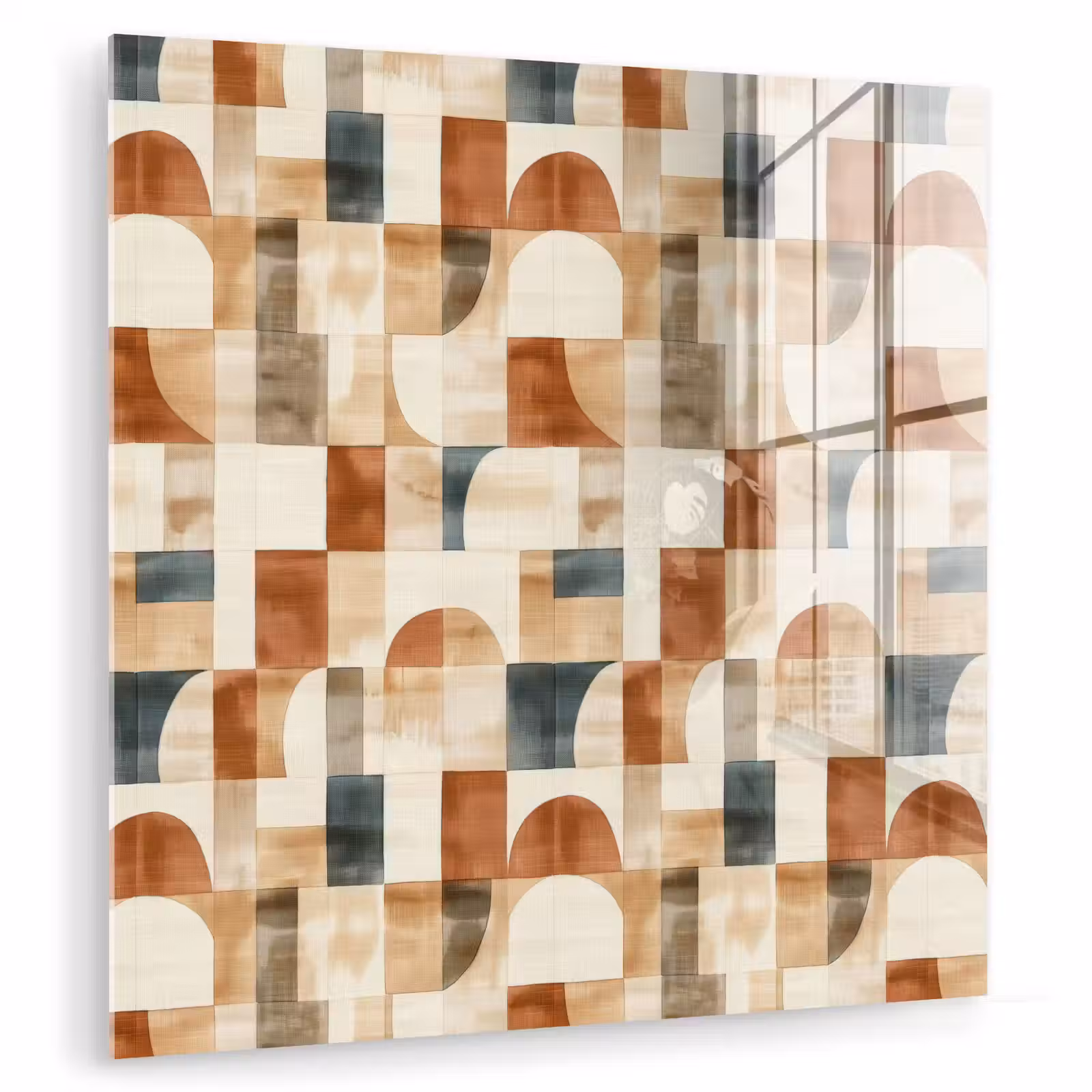 Glasbild - Terrakotta – Geometrisch – Aquarell – Textur — 1