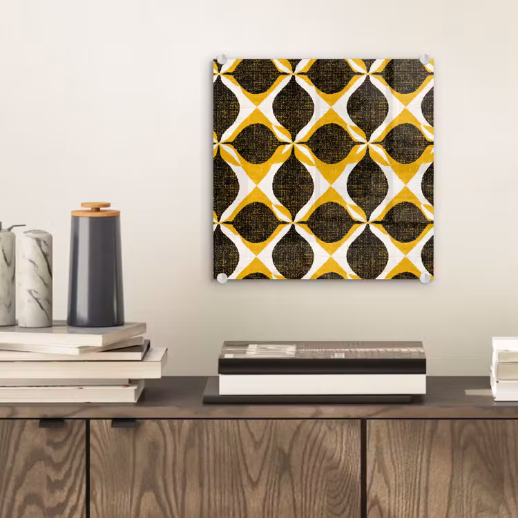 Glasbild - Gelb – Schwarz – Geometrisch – Retro – Struktur — 2