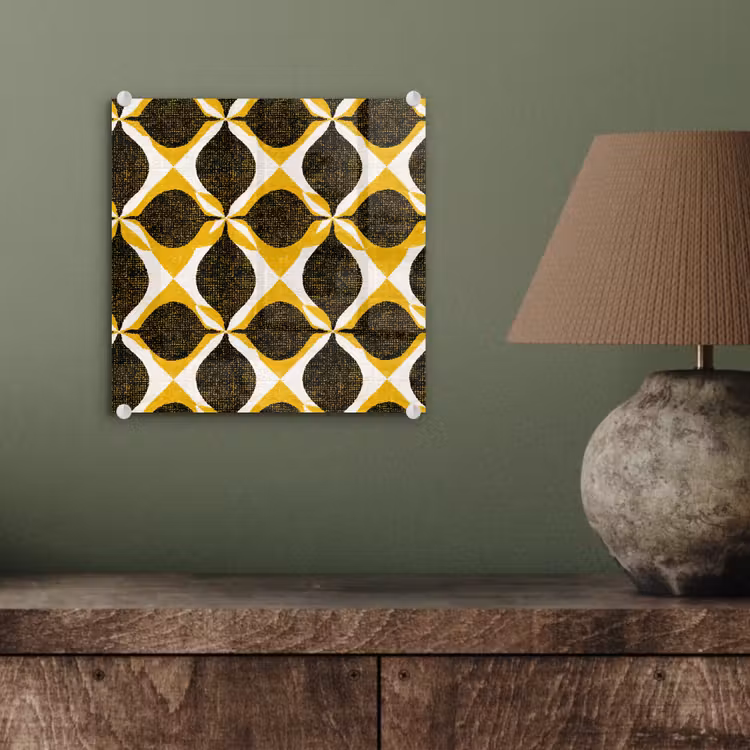 Glasbild - Gelb – Schwarz – Geometrisch – Retro – Struktur — 4
