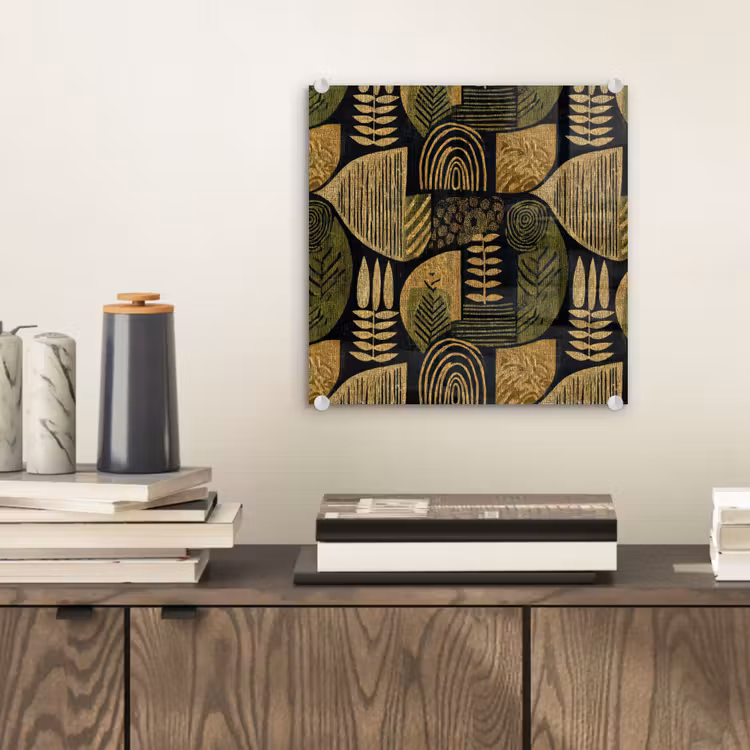 Glasbild - Schwarz – Ockergelb – Botanisch – Textur — 2