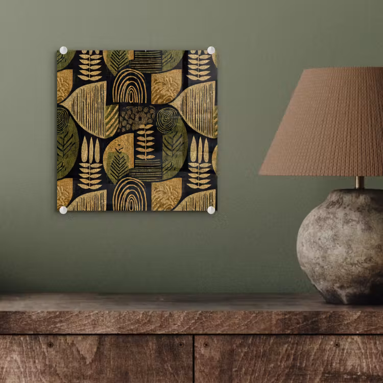 Glasbild - Schwarz – Ockergelb – Botanisch – Textur — 4
