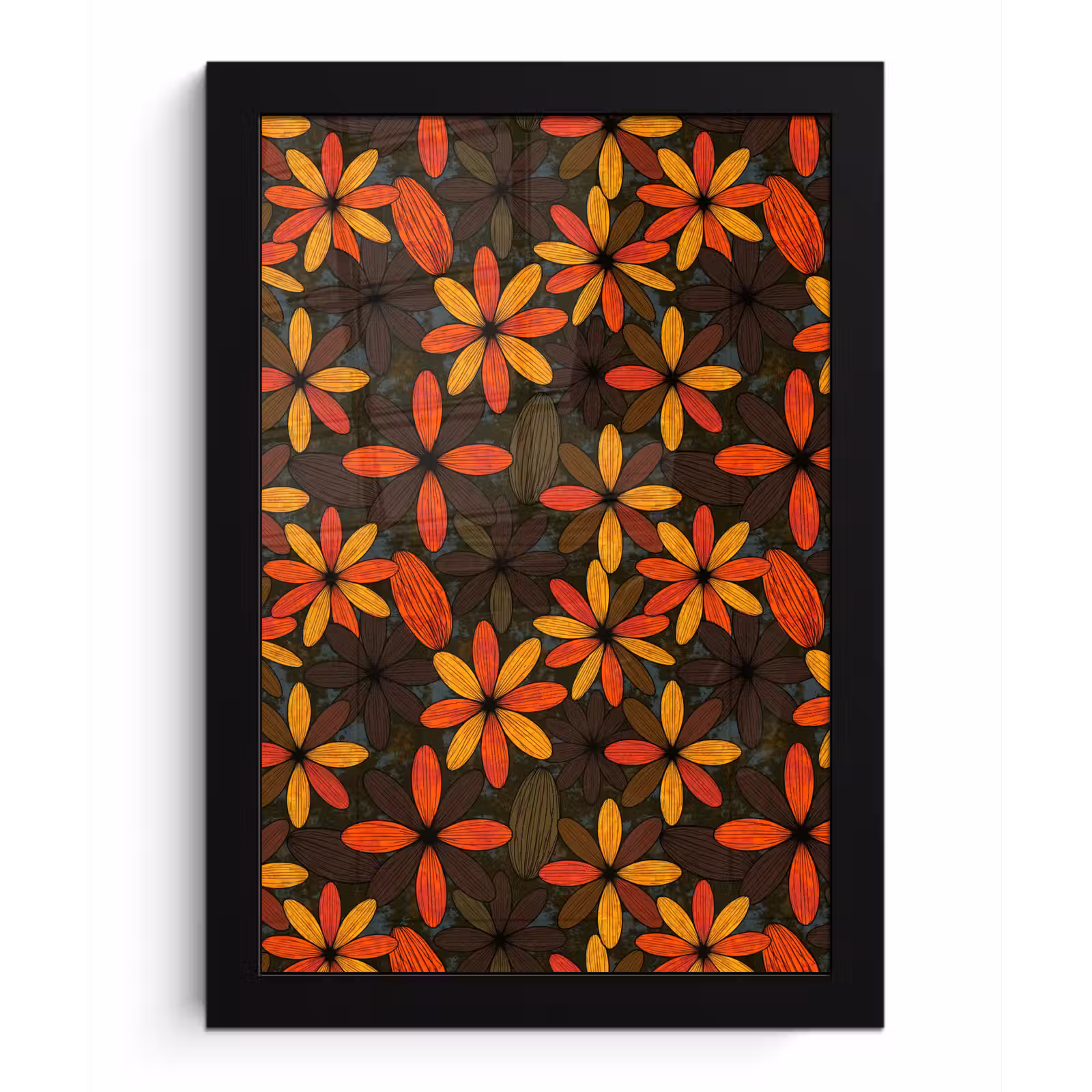 Bilder mit Rahmen - Orange – Retro – Blumen – Herbst — 1