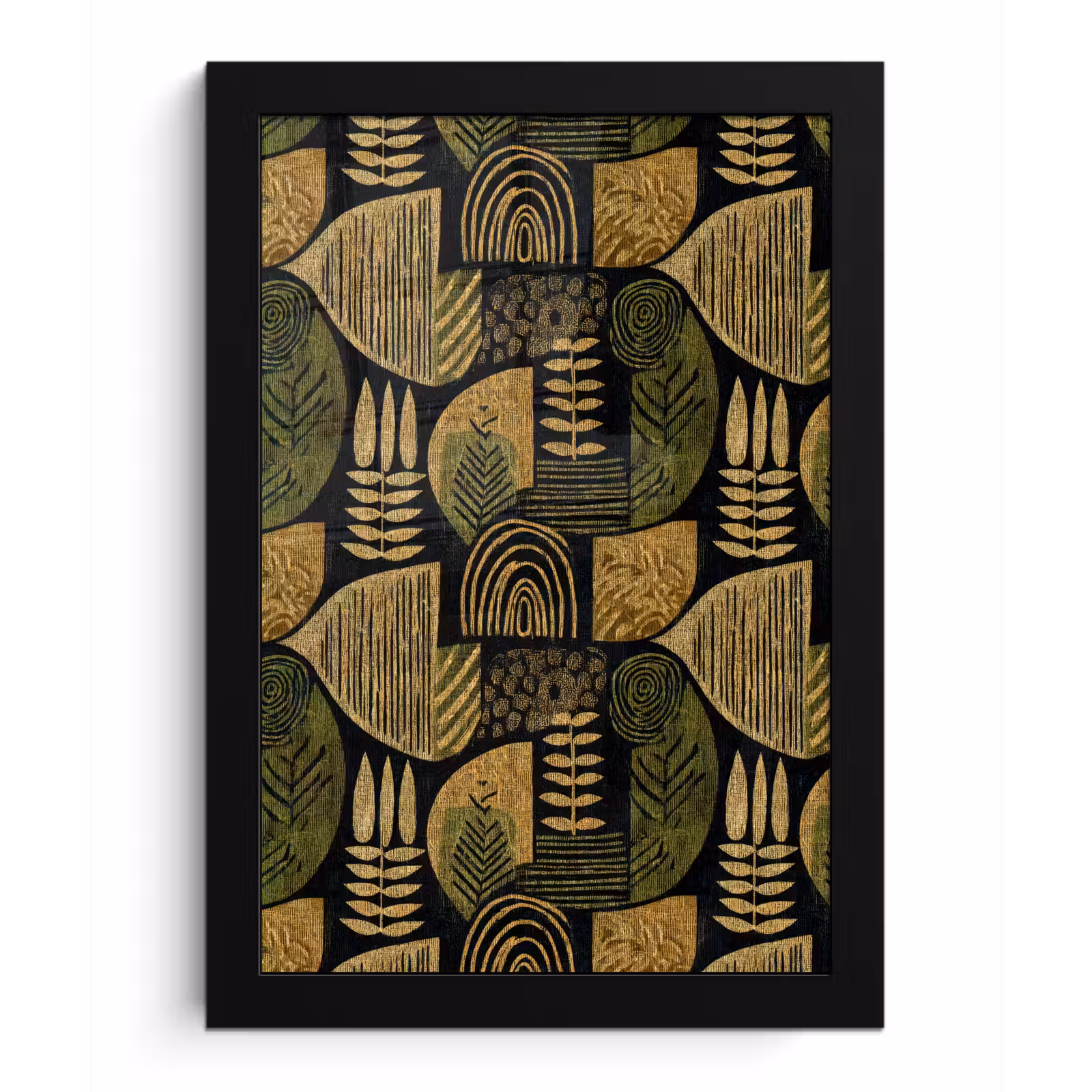 Bilder mit Rahmen - Schwarz – Ockergelb – Botanisch – Textur — 1