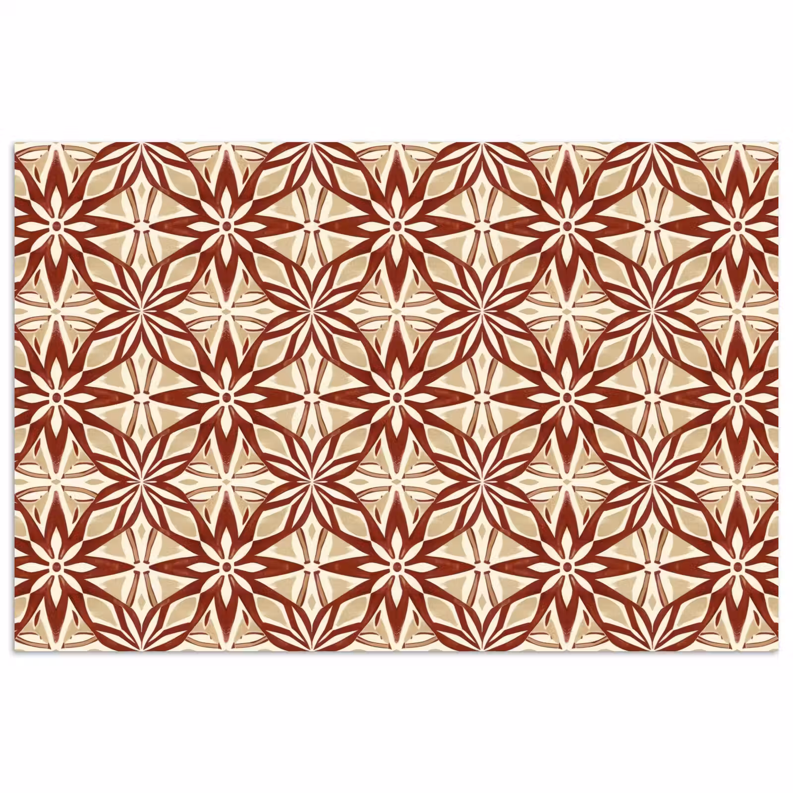 Poster - Bordeauxrot – Geometrisch – Fliese – Muster — 1