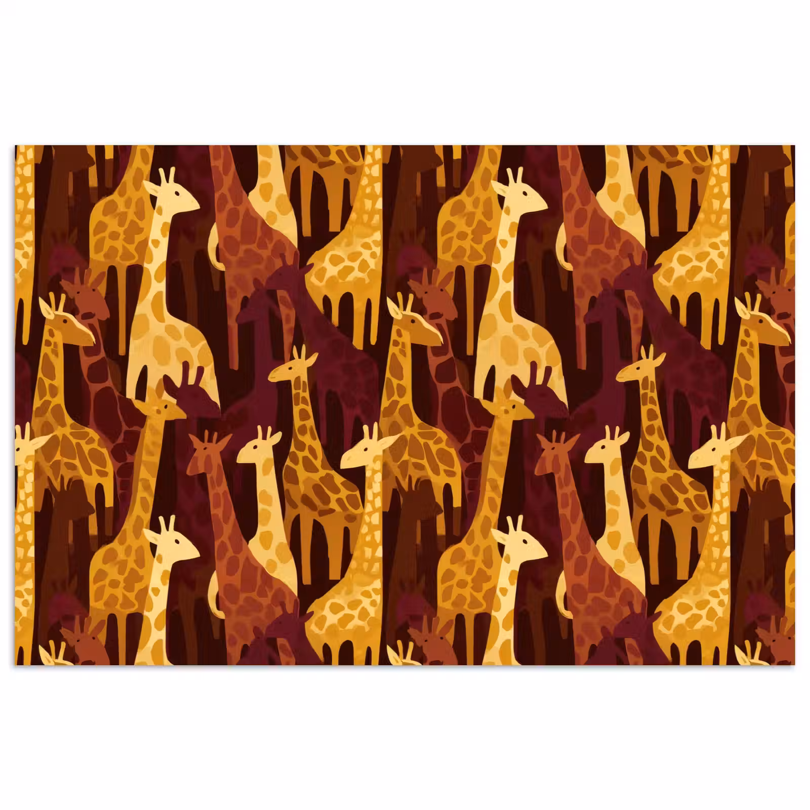 Poster - Braun – Giraffen – Safari – Muster — 1