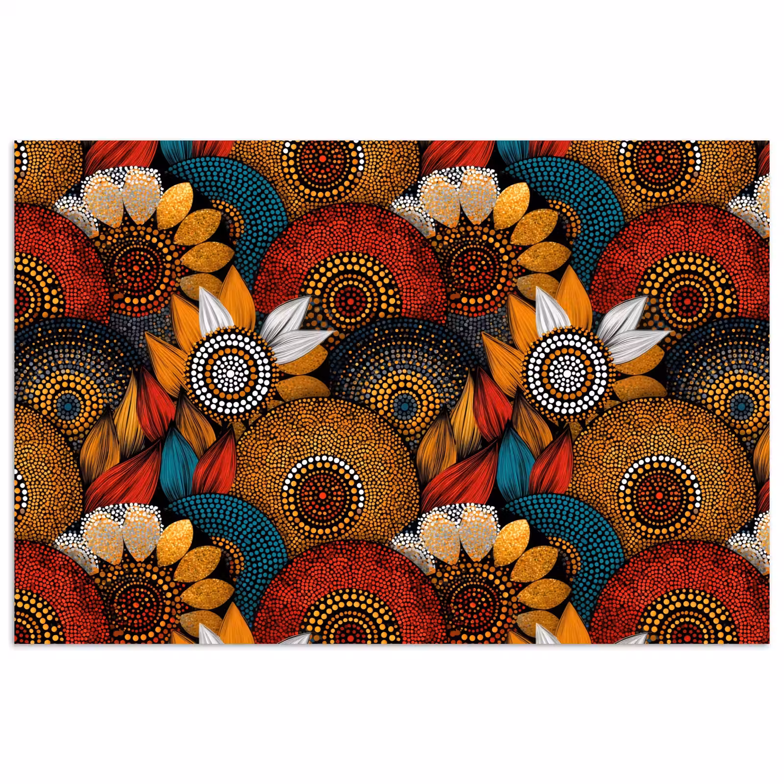 Poster - Farbenfroh – Aborigine – Punktmalerei – Botanisch – Muster — 1