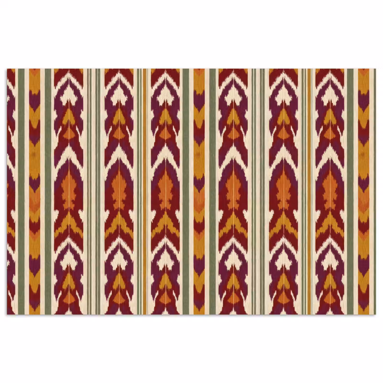 Poster - Ikat – Bordeauxrot – Ethno – Muster — 1