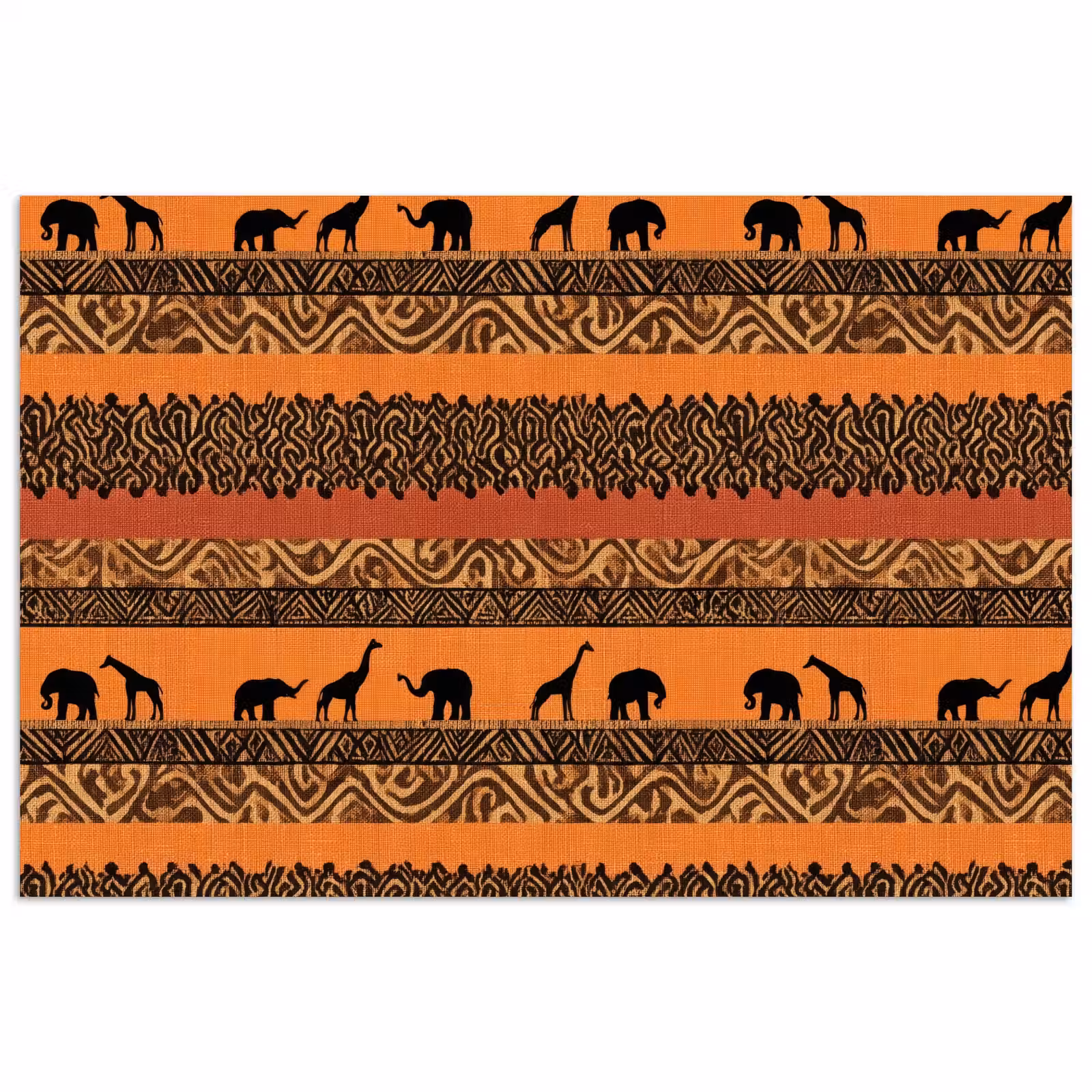 Poster - Orange – Safari – Afrikaans – Tiere – Muster — 1