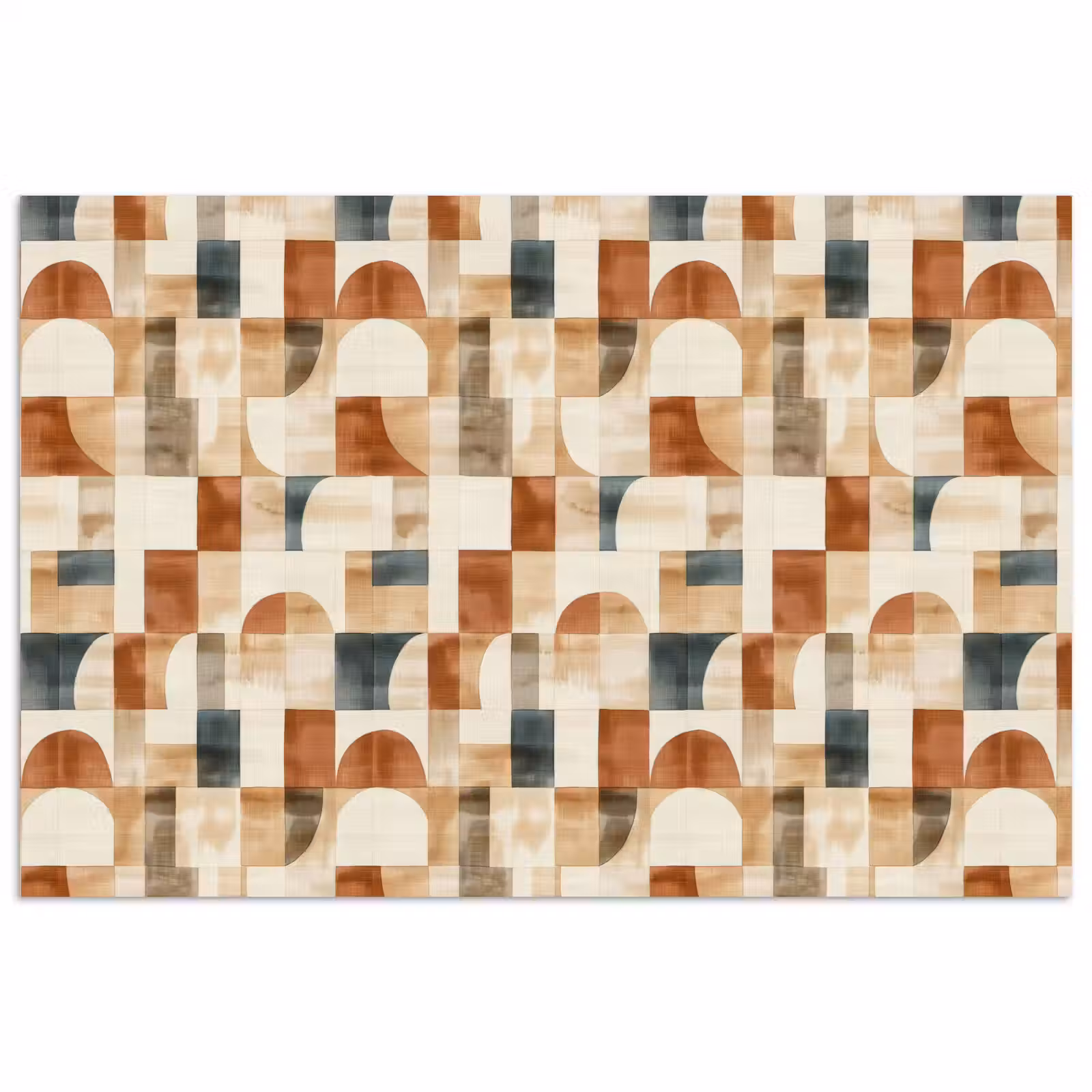 Poster - Terrakotta – Geometrisch – Aquarell – Textur — 1