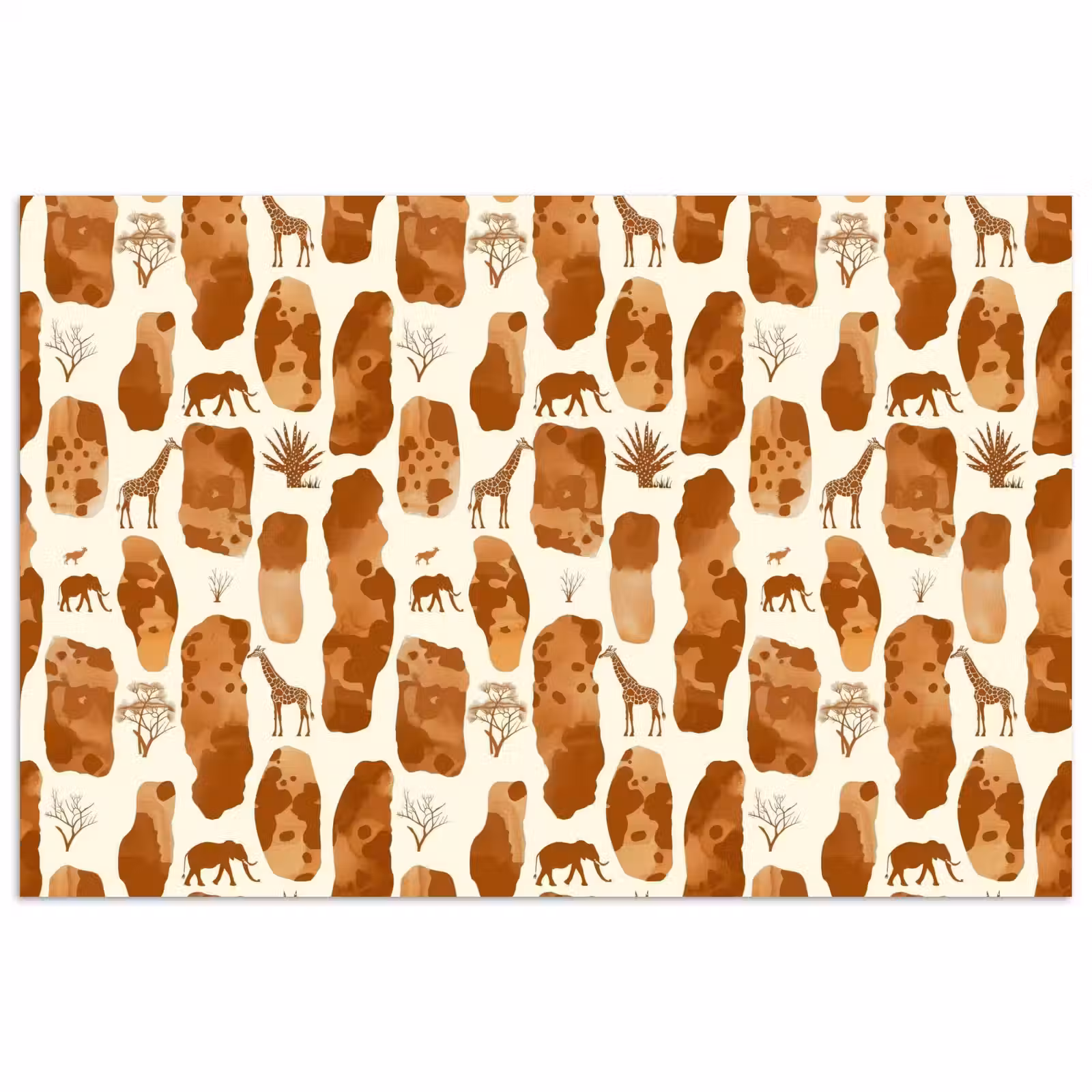 Poster - Terrakotta – Safari – Tiere – Muster — 1