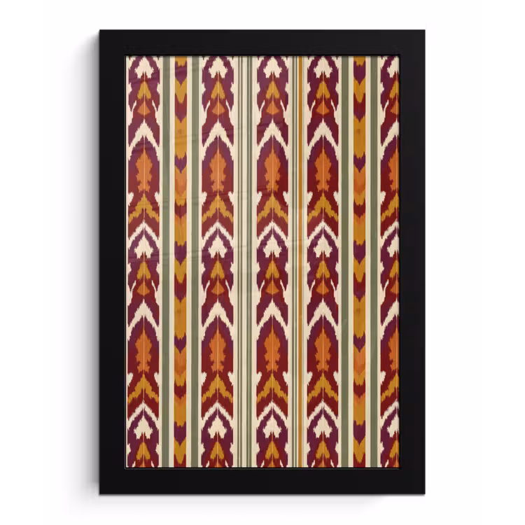 Bilder mit Rahmen - Ikat – Bordeauxrot – Ethno – Muster — 1