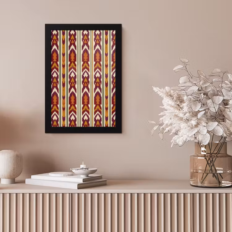 Bilder mit Rahmen - Ikat – Bordeauxrot – Ethno – Muster — 4
