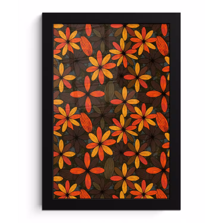 Bilder mit Rahmen - Orange – Retro – Blumen – Herbst — 1