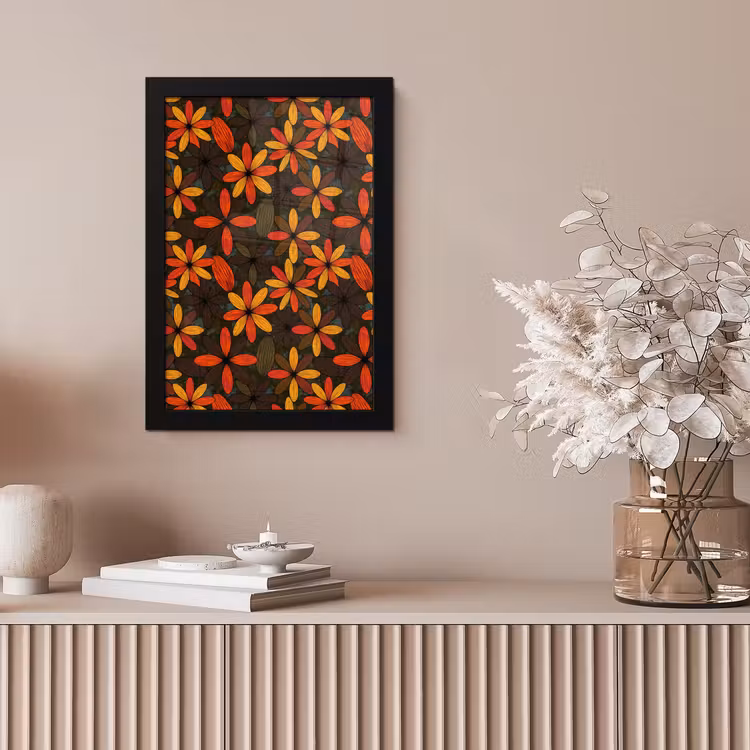 Bilder mit Rahmen - Orange – Retro – Blumen – Herbst — 4