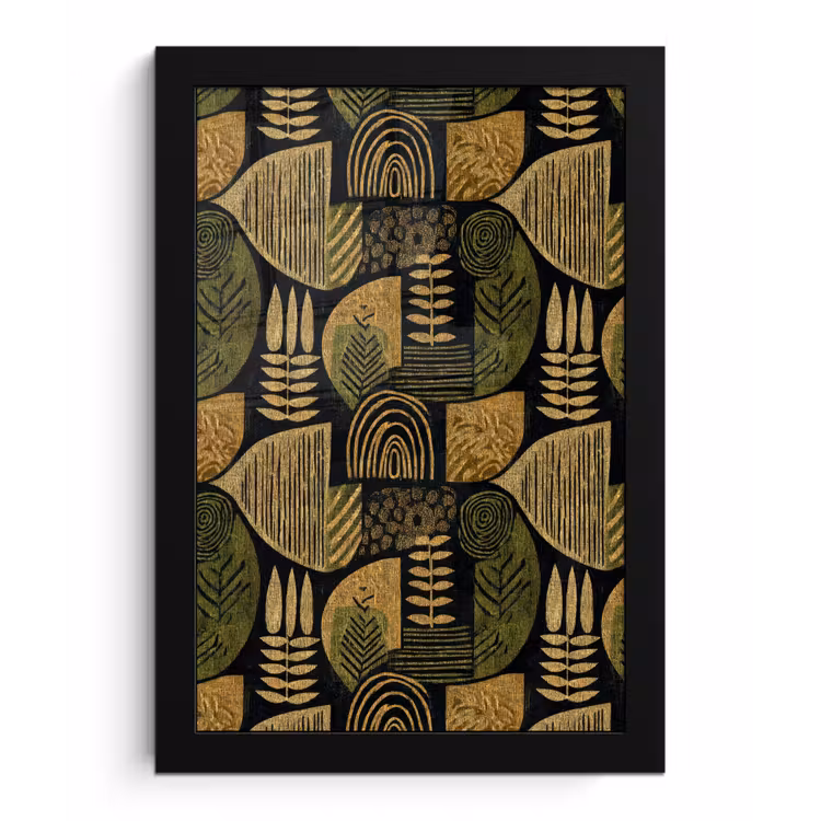 Bilder mit Rahmen - Schwarz – Ockergelb – Botanisch – Textur — 1